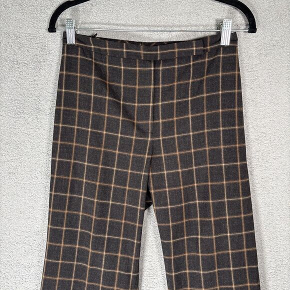 Womens Size Small Brown Plaid Pants Wide Leg Flare Dark Academia Heritage Basics - Picture 2 of 11